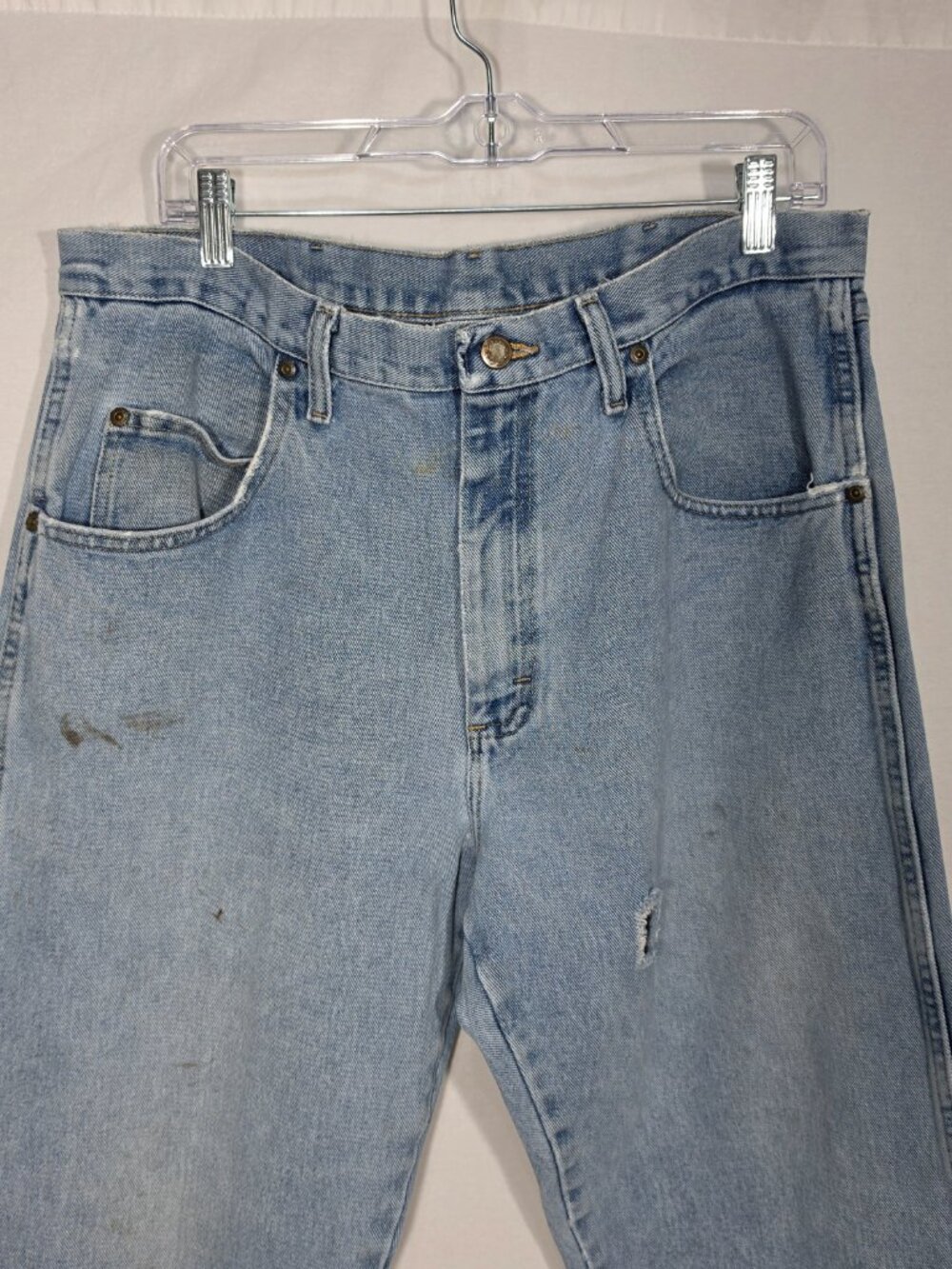 Vintage WRANGLER "Rugged" Natural Fraying/Distressing TRASH Blue Jean Men 36x30. - Picture 4 of 17